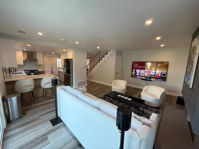 Open-plan living room and kitchen