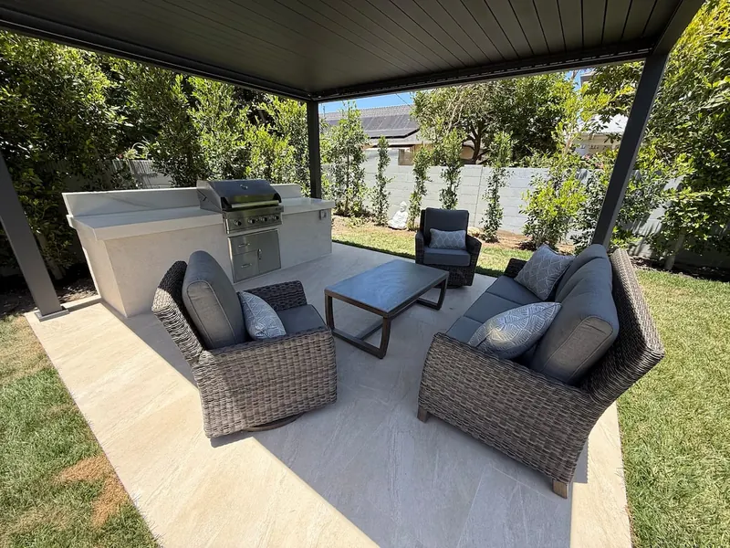 Outdoor lounge under the pergola